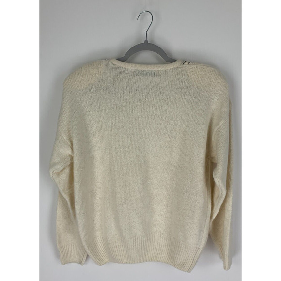 Vintage Karen Scott Evening Womens Cream Silk Angora Sweater Sequins Size Large - Picture 2 of 10